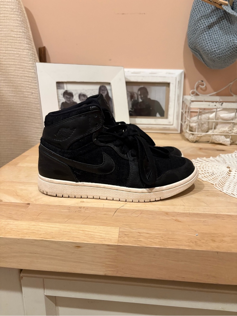 Nike Kids Black High-Top Sneakers with White Sole